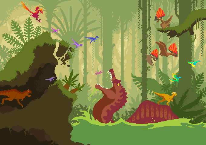 Pixeljam on X: While our hunt to expand the Dino Run 2 art team continues,  here's one of our favorite pieces from the original Kickstarter, by Jeffrey  Nielson (Nova Drift dev) Also