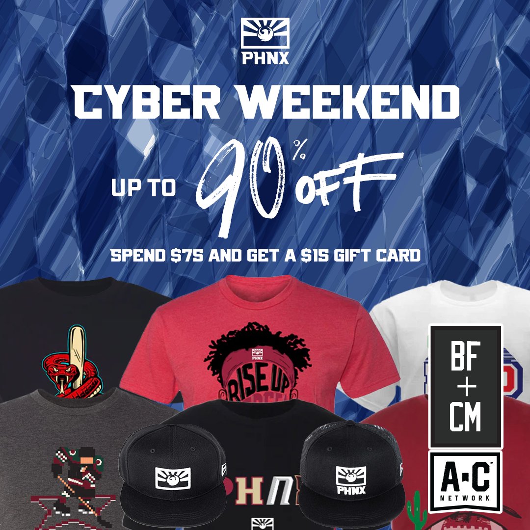 ▪️ CYBER WEEKEND SALE ▪️ Our Black Friday deals have been extended through #CyberWeekend! ▪️Up to 90% OFF shirts ▪️$10 OFF hats and hoodies ▪️Team gear starting at 25% off ▪️33% off PHNX branded gear 𝐒𝐇𝐎𝐏 | phnxlocker.com