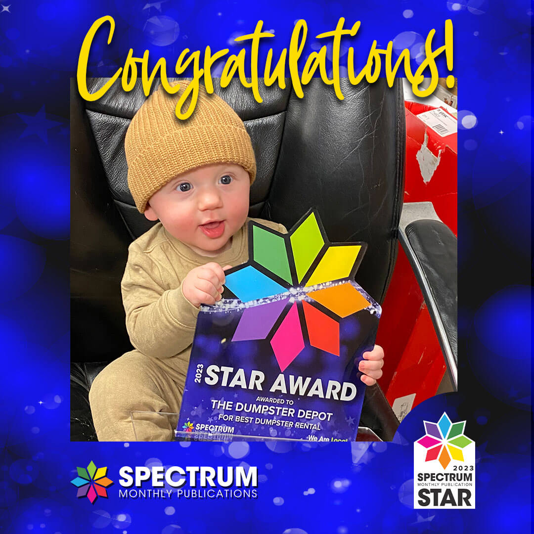 spectrummonthly's tweet photo. Look here when starting your next big home renovation. Congratulations, The Dumpster Depot for being selected as a 2023 Spectrum Star Awards! https://t.co/pGMk63rFRp #spectrummonthly #WeAreLocal #localadvertising #shoplocal #contests #savings #great offers #spectrumstarawards https://t.co/m4pKdCA9Wg