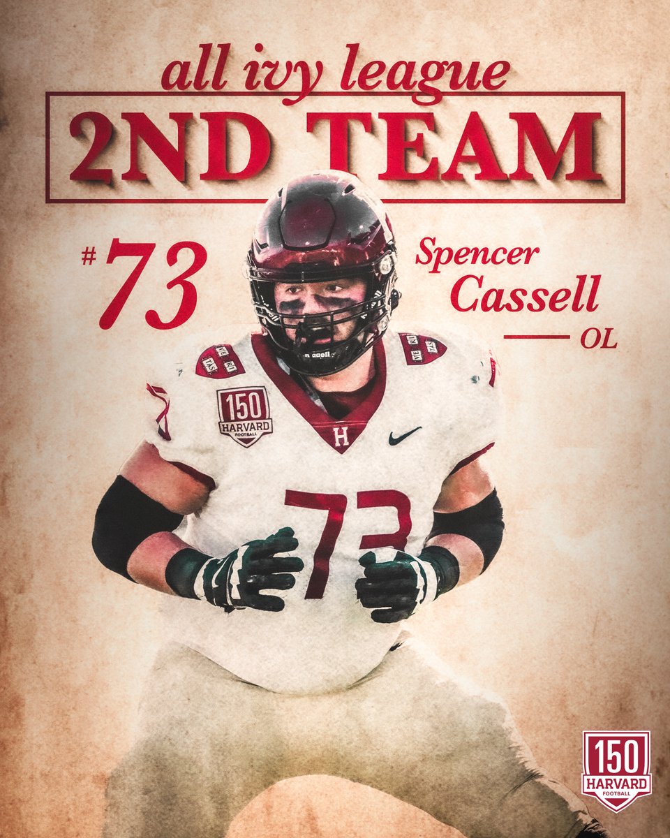 HarvardFootball's tweet photo. Give it up for our five All-Ivy second-teamers!

🗞️ https://t.co/K9V2T1OlEU 

#GoCrimson x #HarvardFootball150 https://t.co/1dONtg8sar