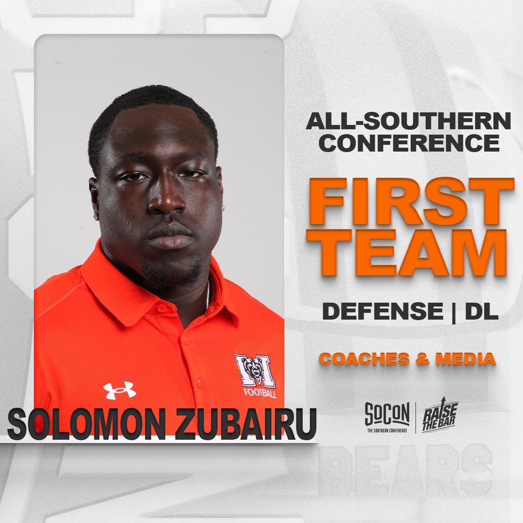 MercerFootball's tweet photo. 𝐀𝐥𝐥-𝐒𝐨𝐂𝐨𝐧 𝐅𝐢𝐫𝐬𝐭 𝐓𝐞𝐚𝐦 ✅

👉Defense
@standley_ken 
@lancelwise 
@5langg 

#RaiseTheBar | #RoarTogether https://t.co/5zsU9RT9ds
