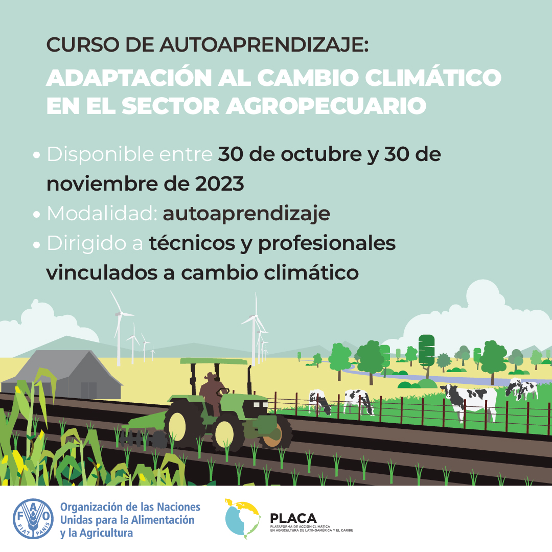 FAOAmericas's tweet photo. 👁️‍🗨️ ¿Te gustaría aprender sobre adaptación al #CambioClimático, detectando las principales vulnerabilidades de los sistemas productivos agropecuarios? 

¡Entonces este curso de #PLACA es para ti! 

➡️ https://t.co/usCVtLnBsH https://t.co/yxbLLs2dHH