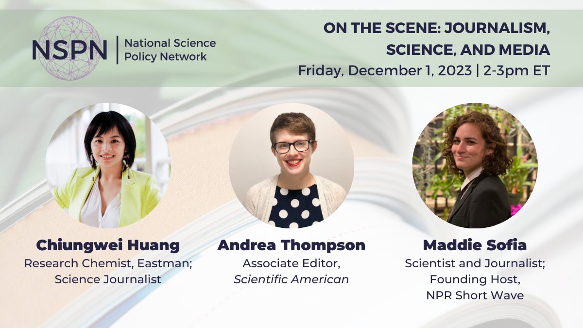 What does it mean to be on the scene of making science journalism and media? This webinar will ask leading voices in #SciComm what it takes to share science to mass audiences.

Register to join us on Friday, December 1 at 2pm ET: ow.ly/blTo50Q95o9

#Journalism #Media