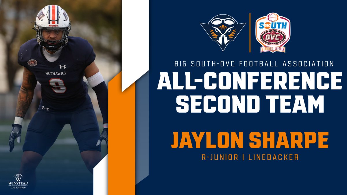 ETHAN_RECLAIM's tweet photo. Earning a spot on the @BigSouthOVCFB Second Team is linebacker Jaylon Sharpe!

🏈 63 total tackles
🏈 6.5 tackles for loss | 2.0 sacks
🏈 2 QBH | 2 PBUs

#MartinMade | #StrongerTogether https://t.co/mw0ObGewEN