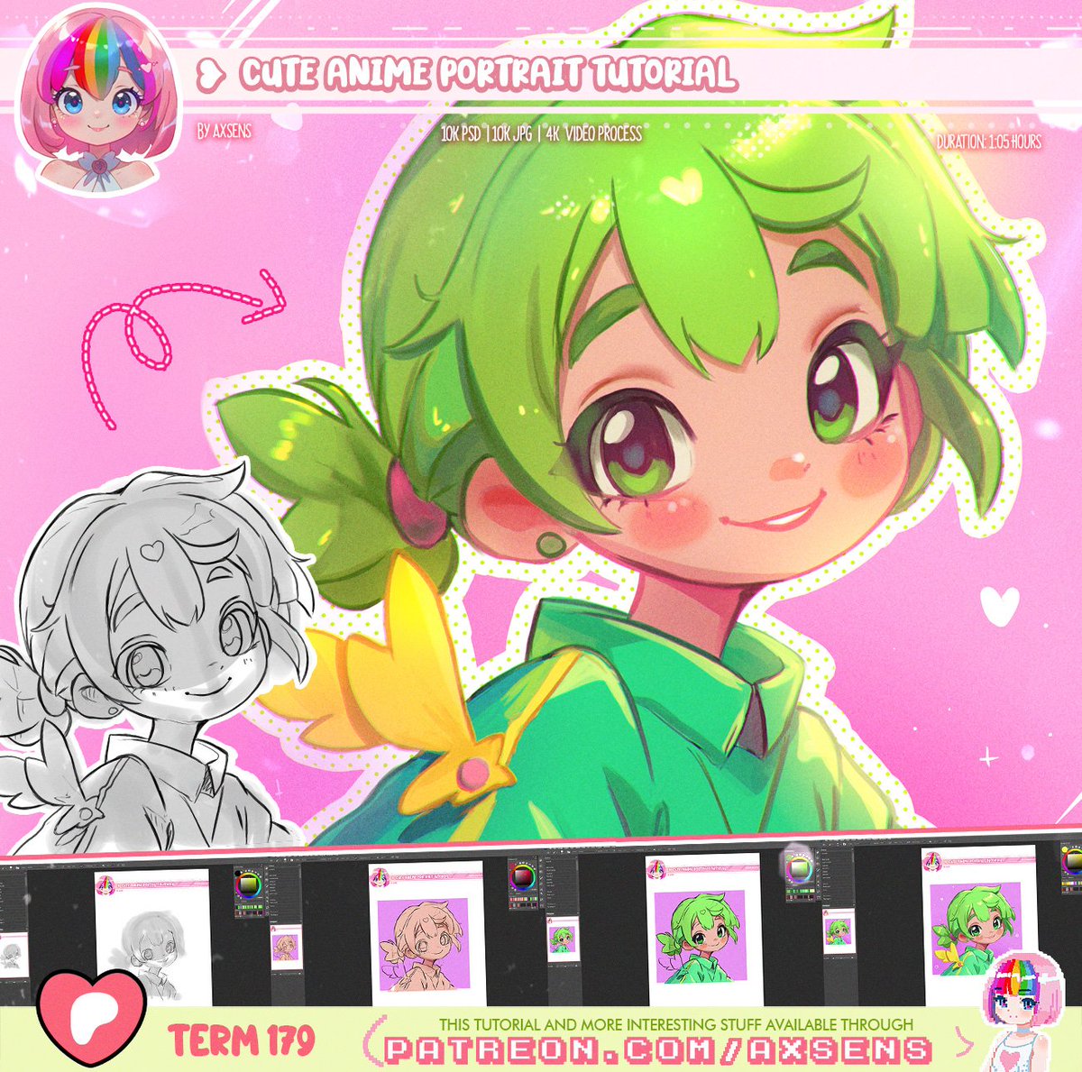 axsensart's tweet image. Cute Anime Portrait Tutorial 
A quick tutorial from start to finish on the style I use to draw my cute chibi series (⸝⸝ᵕᴗᵕ⸝⸝)

˗ˏˋ ★ Link in bio for Spicy and Peachy versions  ε(´｡•᎑•`)っ 💕
#art #digitaltutorial #cute