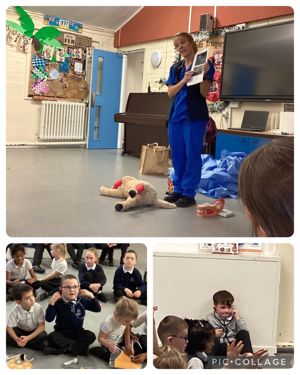 We were very lucky today to have a visit from Bishopton Vets in Thirsk!

The children learnt all about animals teeth , bones and hearts. They practiced putting on bandages and dressings and also dressed like they were in surgery🩺👩‍⚕️🐶🐷

<a href="/bishopton_farm/">Bishopton Farm Team</a>  #Vets #bishoptonvets