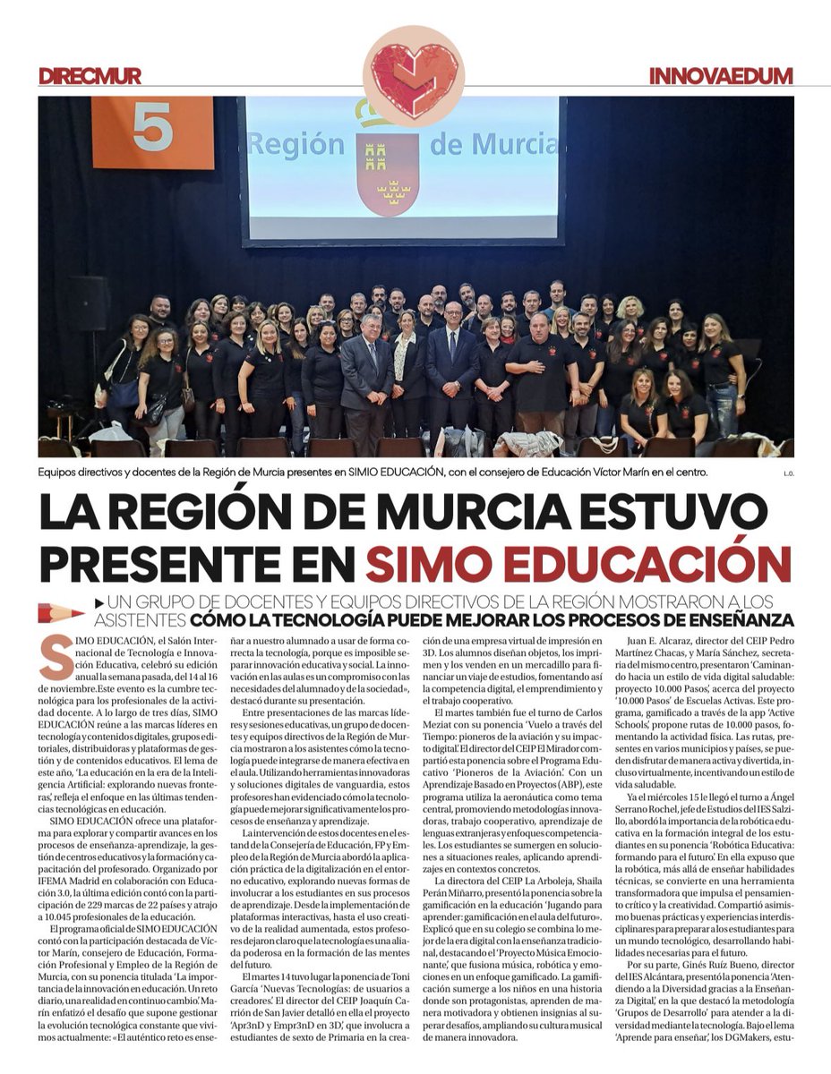 innovaedum's tweet photo. La pasada semana, docentes y Equipos Directivos de @Educarm estuvimos en la gran feria de educación @SIMOEDU_ 
Pudimos aprender las últimas propuestas educativas y mostrar el gran trabajo que realizamos en la Región de Murcia ☺️
#innovaedum #simo #aprendizaje https://t.co/e2slHh1LiL