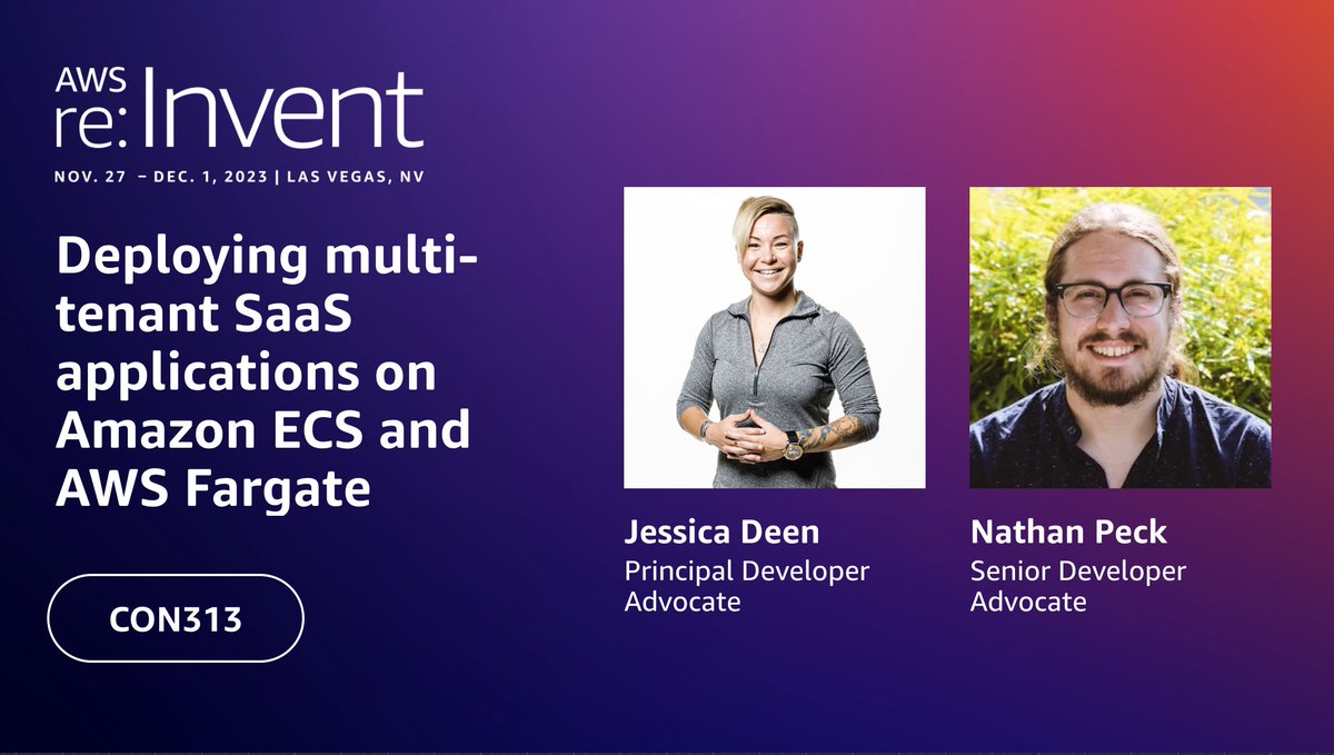 Additionally @jldeen and I will share four key categories of customer trust to consider when building SaaS powered by ECS and AWS Fargate. Search 'CON313' in the schedule: hub.reinvent.awsevents.com/attendee-porta…