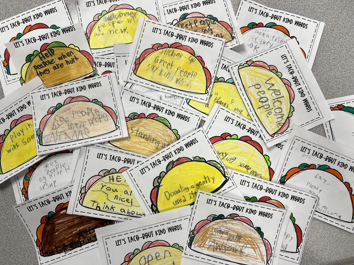 klee150's tweet photo. Today’s challenge was about communicating positively in person and online.  Here’s a sneak peek at how these @HolyCrossOCSB Ss “taco-bout” kind words… #Proud2BHC #ocsbSpeakOut #BullyAwarenessWeek https://t.co/6jEJ9uoL7n