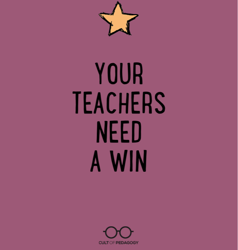 TCEA's tweet photo. Do YOU need a win❓

🏃The smallest bit of praise can give a person enough confidence, enough of a dopamine hit, to keep going.

https://t.co/jAgXQcjBaD  via @cultofpedagogy
#edutwitter #educators #teachertwitter https://t.co/iPQdnf2VoI
