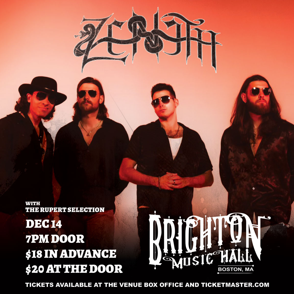 Brighton_Music's tweet photo. #SupportUpdate! 🐍 Don't miss @RupertSelection opening for Zeneth in Boston on December 14!

Snag your tickets now!
🎟: https://t.co/QhCufWDNp2 https://t.co/QqJXMHK3H9