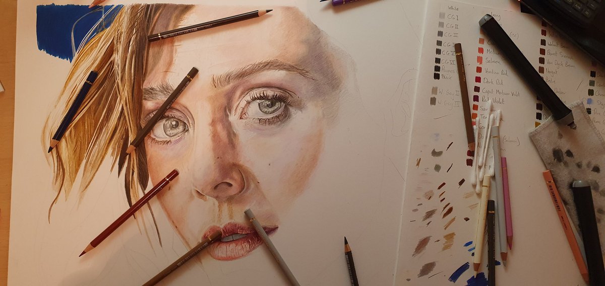 Just over a month since I last did some work on this and just under two weeks 'til my colour portrait workshop....

It was probably about time!