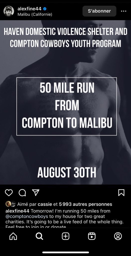 otfRosaagain's tweet photo. Pendant la grossesse, il va courir 80km de Compton à Malibu pour récolter des fonds pr deux associations: un foyer pr femme battue et le programme pour les jeunes de Compton créé par le ranch. 
Il va se blesser mais réussir, la tête de Cassie à l’arrivée, ça prendra tout son sens https://t.co/wnKyUZDvqf