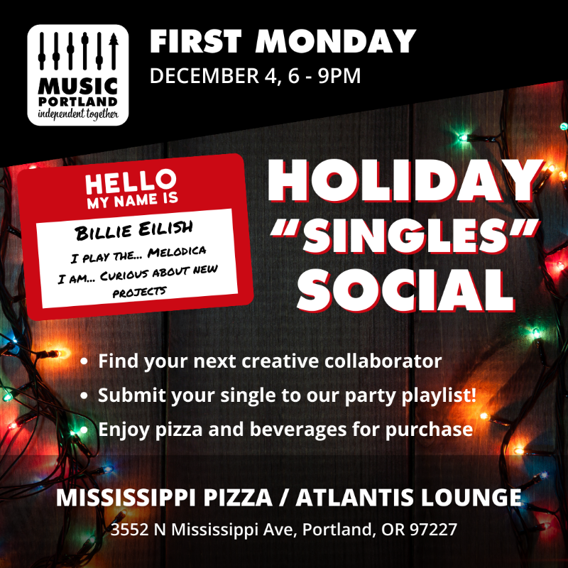 Let’s celebrate the holidays with a good old-fashioned holiday social!

- Find your next creative collaborator
- Submit a single to our party playlist
- Enjoy pizza and beverages for purchase

Submit singles to play at the event: forms.gle/mickofsUFbTd2m…