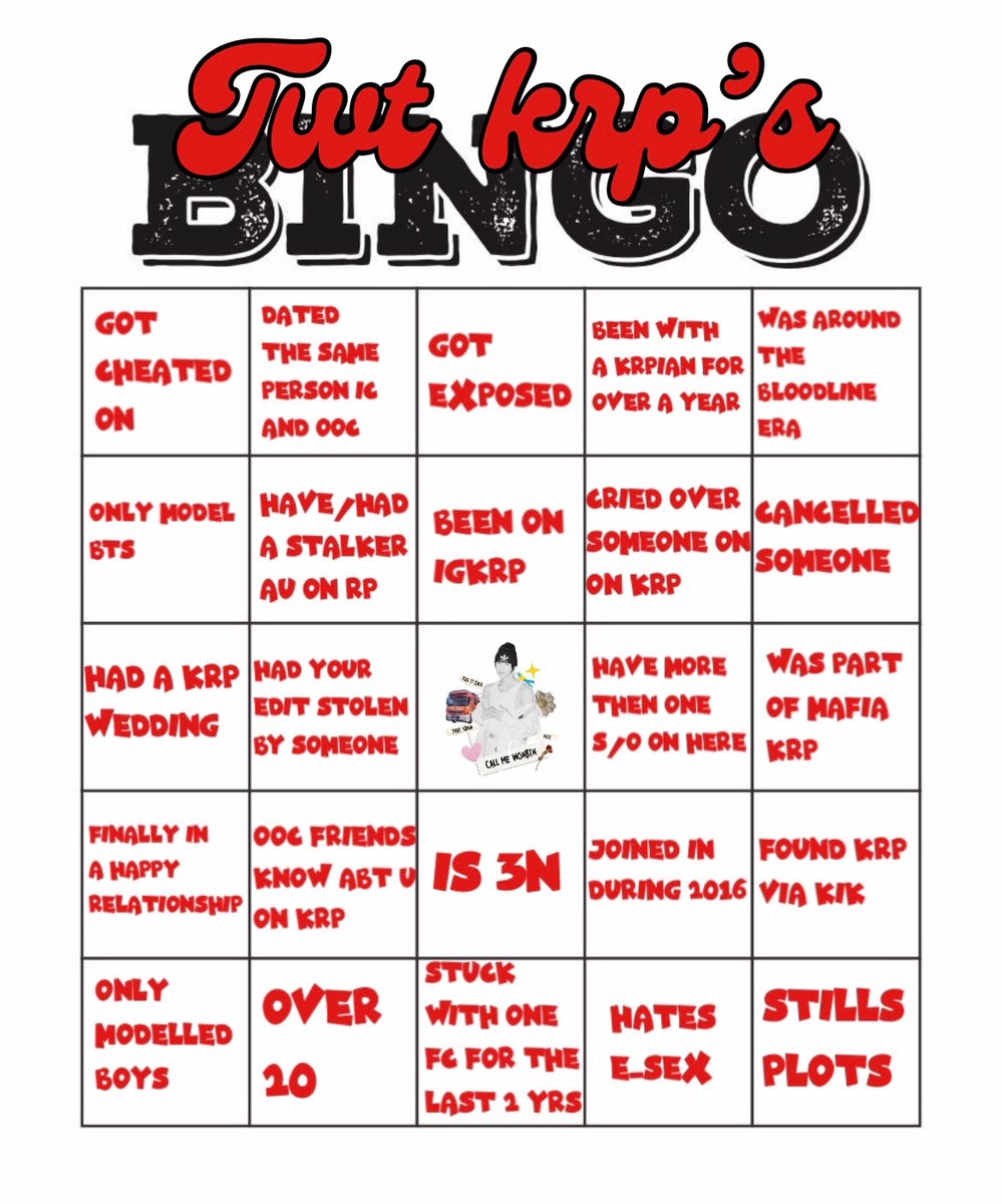 notebyhim's tweet photo. hey guys i made a krp bingo :p y’all best play this and tag me in your responses so i can see what all your answers are hehe 🤓☝🏻 https://t.co/DlYiCWfbqw
