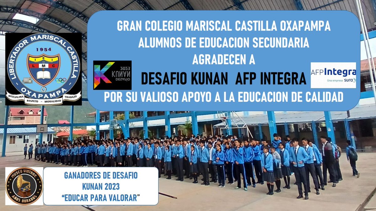 youtu.be/rQK3b7bXQLk?fe…. / <a href="/AFP_Integra/">AFP Integra</a> <a href="/kunanesahora/">Kunan</a> / COLEGIOS DE OXAPAMPA AGRADECEN por el apoyo / AFP INTEGRA y DESAFIO KUNAN