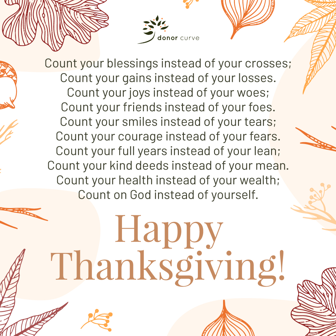 DonorCurve's tweet photo. "And now we thank you, our God, and praise your glorious name." (1 Chronicles 29:13)  We wish you and your family a blessed, safe, warm, and joyful Thanksgiving!🙏 . . . #gratitude #thanksgiving #thankful #givethanks #HappyThanksgiving #thanksgiving2023 https://t.co/5KXlRKMRzo