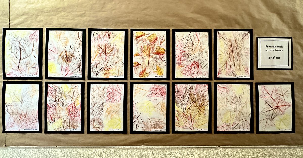 Frottage with autumn leaves by 2° ano

#StJuliansLisbon #TheJoyOfLearning
#StJuliansPortugueseSection #StJuliansBilingualCurriculum 

📸by <a href="/mppmariappinto/">Maria Pinto</a>