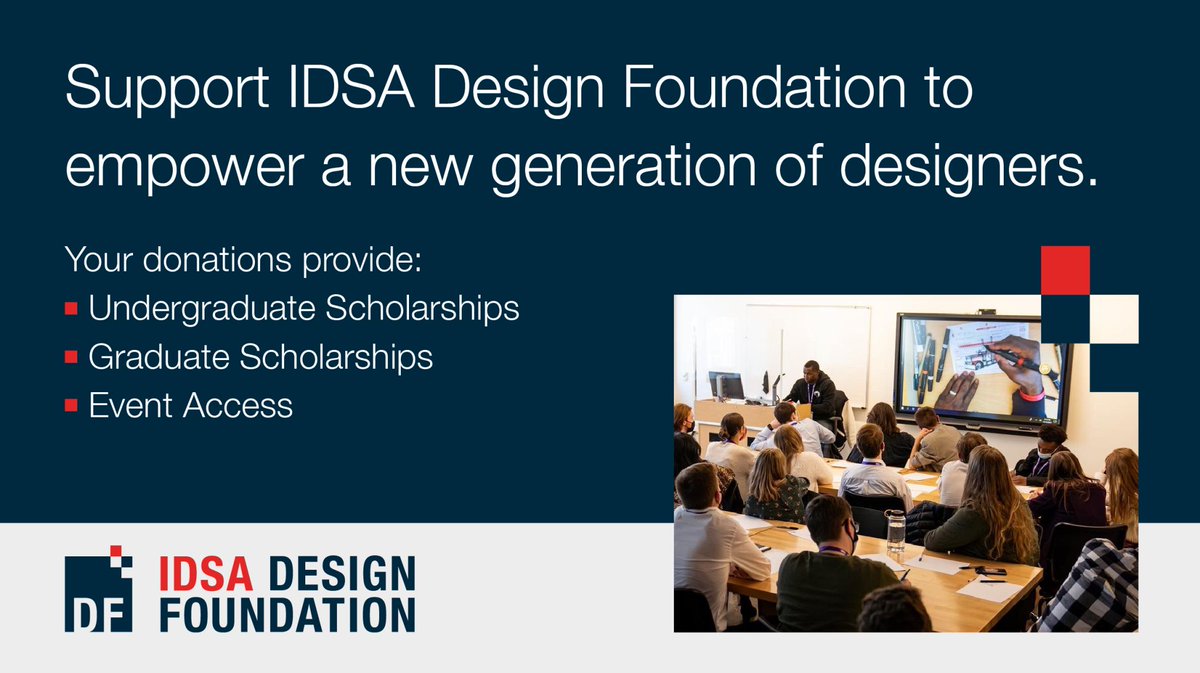 Design leaders! #GivingTuesday is one week away, and we're calling on YOU to support IDSA Design Foundation's mission to make industrial design education more inclusive and accessible. Make a tax-deductible contribution today: idsadesignfoundation.org/2023-annual-ca…