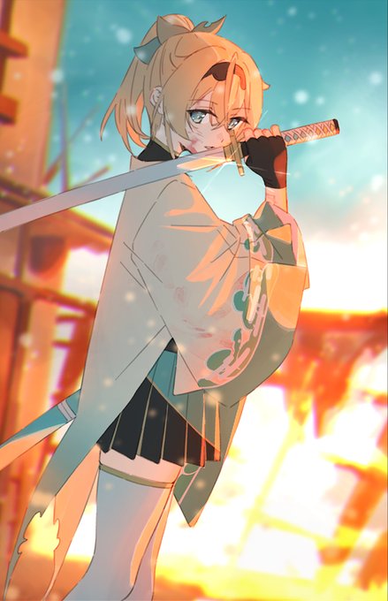 「haori holding weapon」 illustration images(Latest)｜3pages