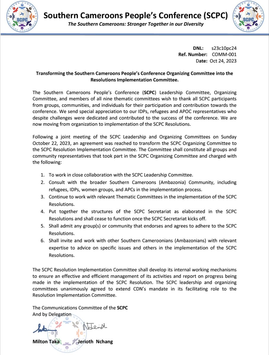 Unity Is Strength. As a result, we Introducing to you the Southern Cameroons People's Secretariat (SCPS)'. The time to start work is now. Join the working teams. Enquiries at info@scpconfernce.com