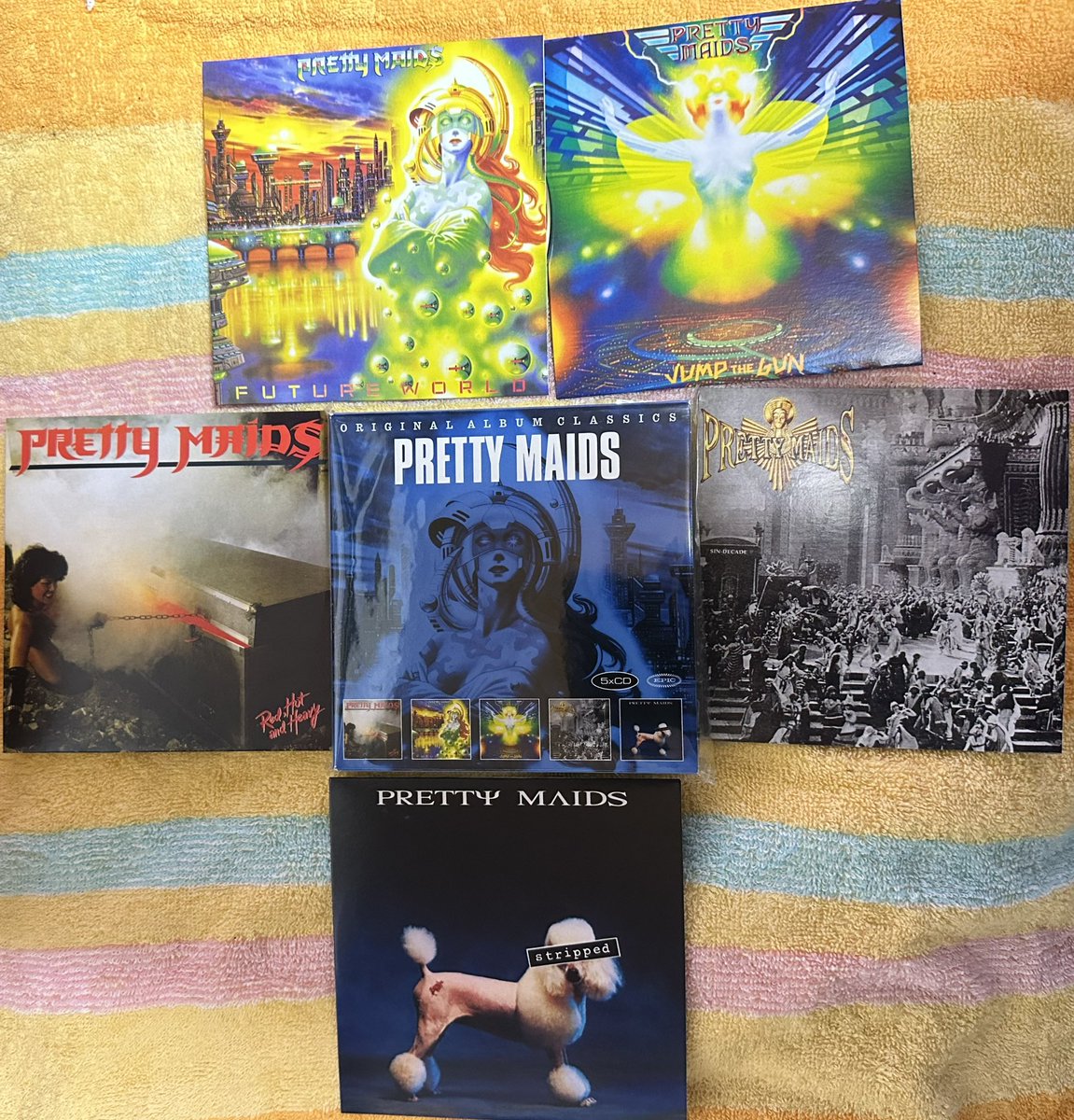 MuvTbDl51nxzoHi's tweet photo. #2023年音源ゲットだぜ!
#音源ナンバー328
#PrettyMaids
#OriginalAlbumClassics
#RedHotAndHeavy
#FutureWorld
#JumpTheGun
#SinDecade
#STRIPPED
#Amazon
LPからの買い替えを実施しました。後半は持ってないから良かったでした。 https://t.co/7dEpKdPpoz