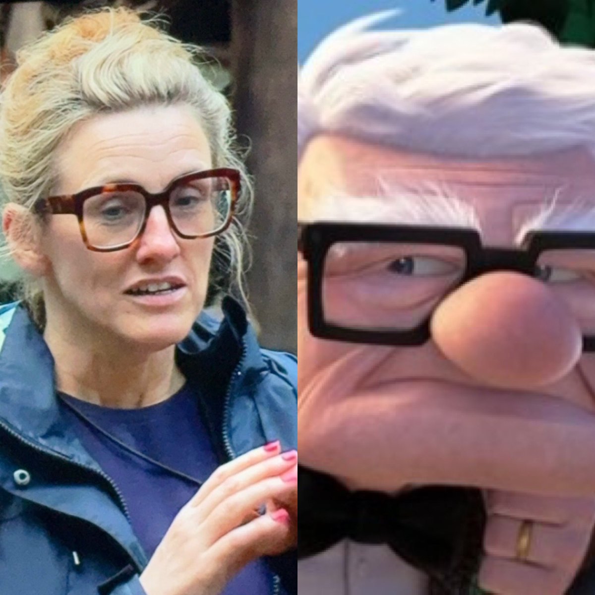 87sweetcheeks's tweet photo. This is all I see when I see grace in her glasses and I can’t unsee it now….anyone else see Carl or is just me 😂😂😂 #ImACeleb https://t.co/j5YiXh74NU