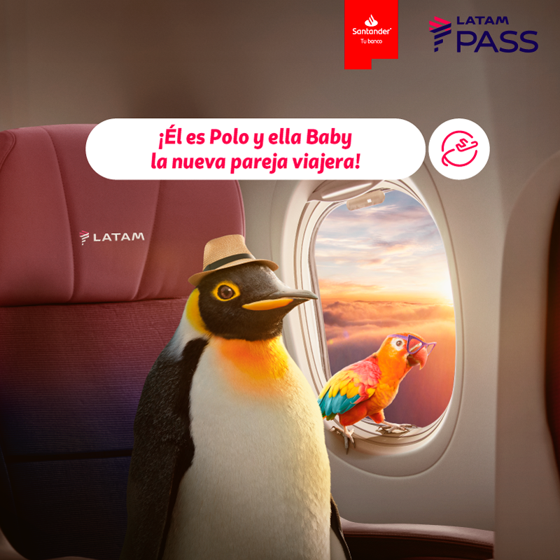 LATAM_CHI's tweet photo. #YSiNosVamosDeViaje Embárcate en el viaje de tus sueños con Polo y Baby, la pareja de exploradores Santander LATAM Pass. Descubre un mundo de beneficios con LATAM Pass y hace que cada experiencia sea inolvidable. ¡Viaja y acumula millas y más!