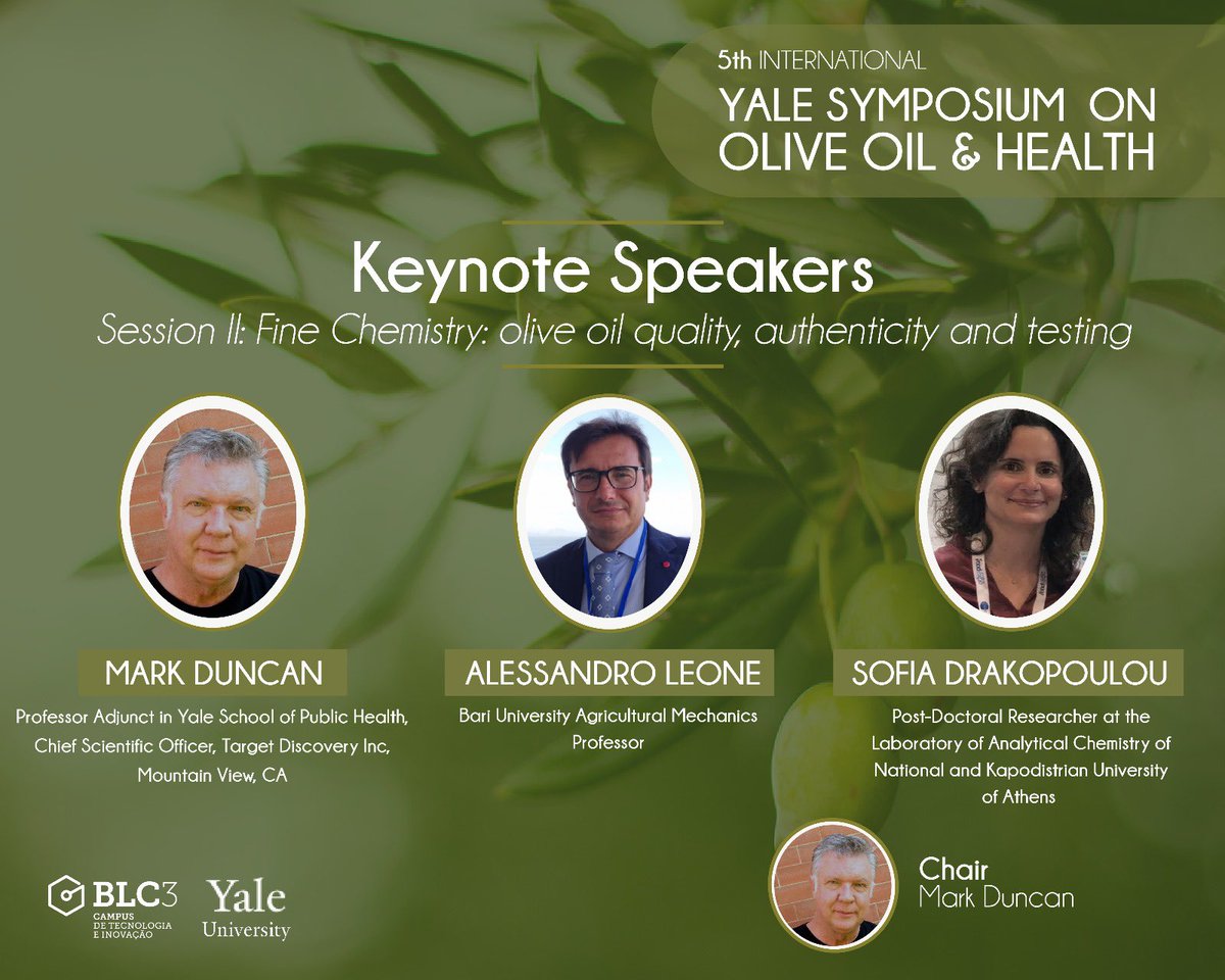 BLC3campus's tweet photo. Session II:"Fine chemistry: olive oil quality, authenticity and testing".
Mark Duncan
Alessandro Leone
Sofia Drakopoulou
Info and Registration:https://t.co/A4jJji0vc6
#BLC3 #Science #Technology #Innovation #Oil #Health #Agriculture #Nutrition #ClimateChange #Biocircularit https://t.co/VVyxd2mGXZ