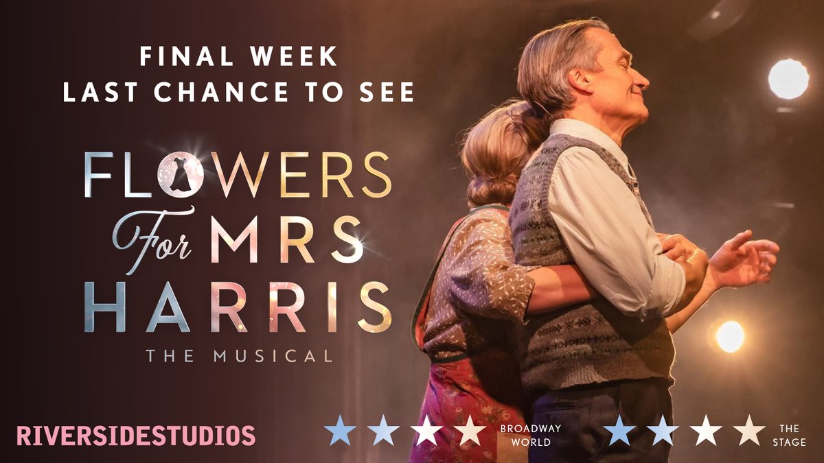 Have you booked to see #FlowersForMrsHarris yet? ✨ You've only got until THIS SATURDAY to catch our sensational company, led by @jennarusselluk, in this critically acclaimed musical @RiversideLondon! bit.ly/FlowersForMrsH…