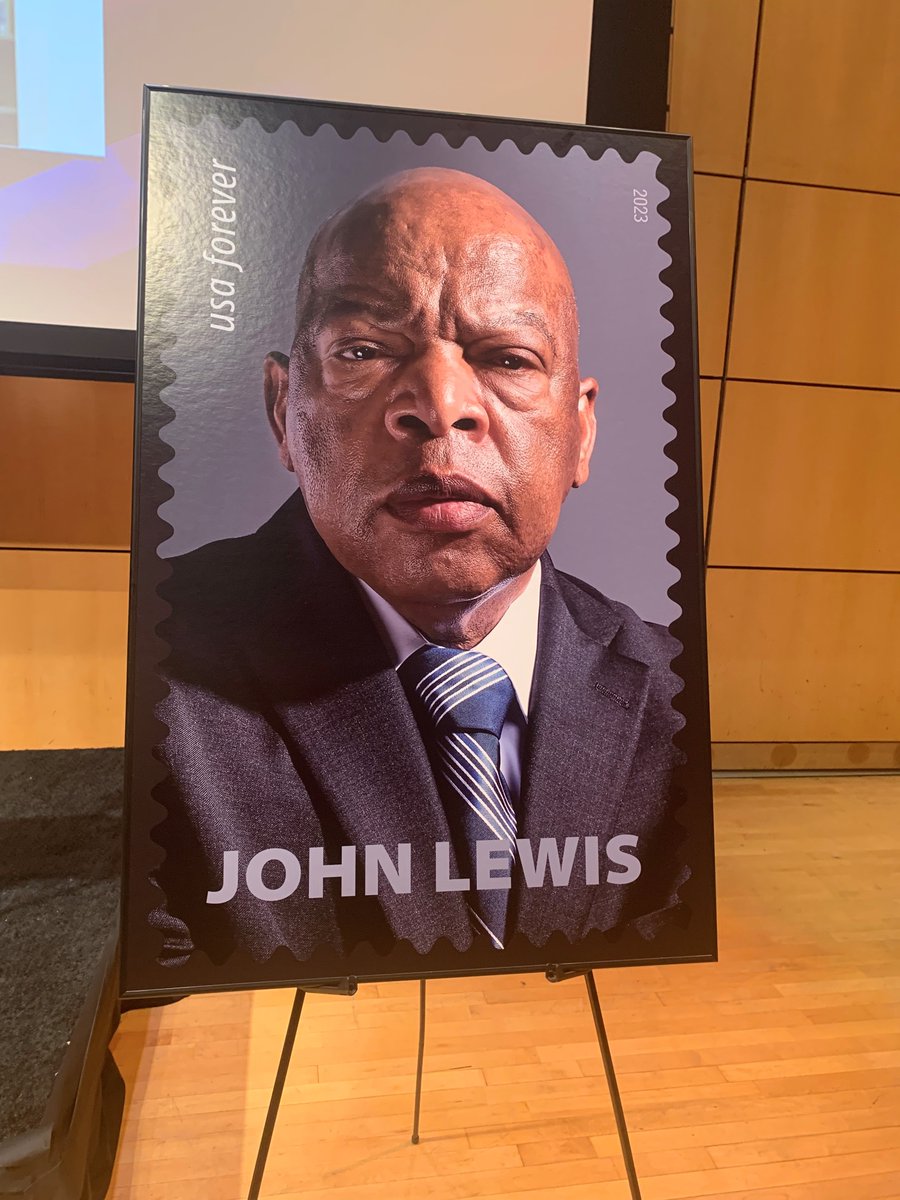 Call_Me_Dutch's tweet image. Last Friday, #TeamDutch’s Danielle joined @RepKweisiMfume at the @LewisMuseum to celebrate Congressman John Lewis’ legacy and to recognize Pancreatic Cancer Awareness Month. @USPS dedicated a stamp in honor of the late Congressman, seen below!