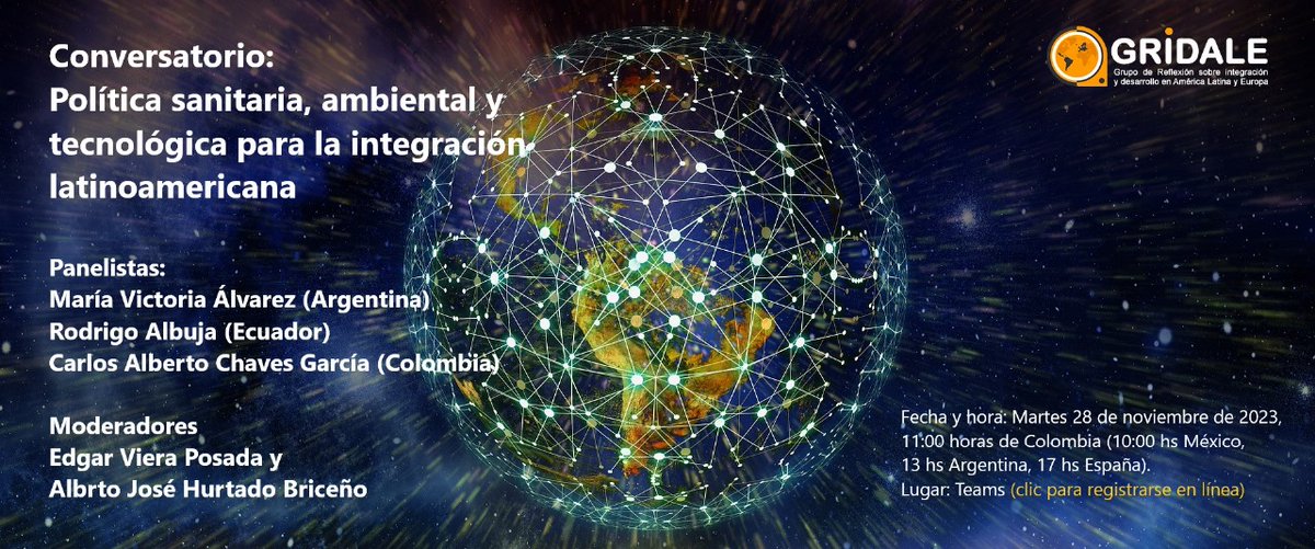 GridaleOrg's tweet photo. Los invitamos a la presentación del libro resultado de investigación: "Política sanitaria, ambiental y tecnológica para la integración latinoamericana" (Tomo 16, Colección Gridale) con sello editorial de @Edicionesucc 

Modalidad: virtual
Inscripción: https://t.co/HrRwD5wCmP https://t.co/PRmyUzDHCA