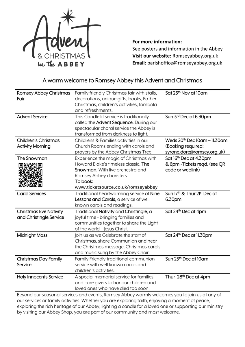 romseyabbey's tweet photo. Celebrate the wonder and hope of Christmas with us at Romsey Abbey. Our Advent and Christmas Service Listing. https://t.co/gBpbFqwQfi