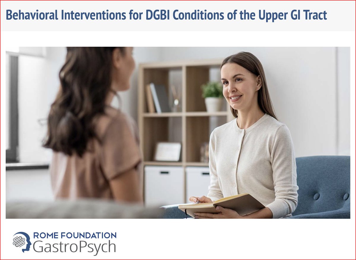 Several complex upper GI disorders can be effectively treated with behavioral interventions delivered by multidisciplinary care team members. Earn CE credits with this engaging lecture series from leading experts in psychogastroenterology! loom.ly/jXn7oHo  
#DGBI
