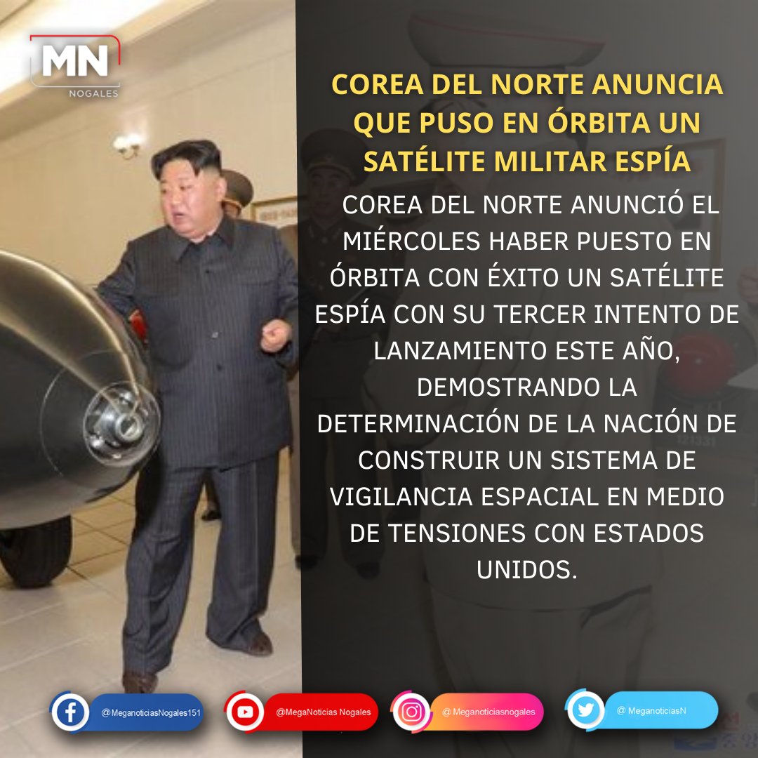 #MEGANOTICIAS #NOTICIAS #INFORMACION #COREADELNORTE #SATELITEESPIA #GUERRA #UNDIAMAS