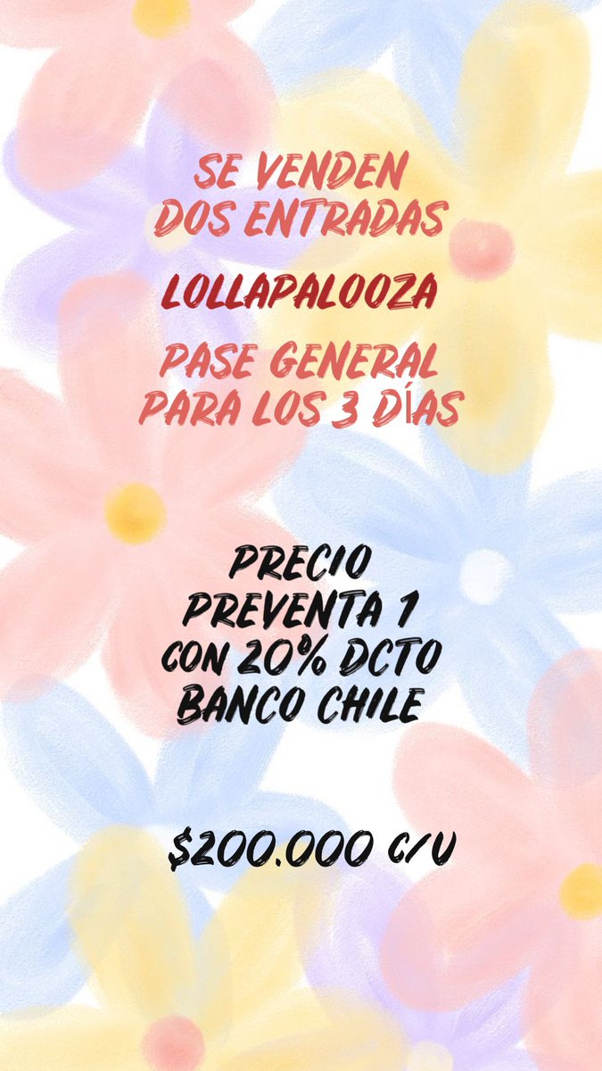 catpazm87's tweet photo. VENDO VENDO VENDO !!!!
#LollaCL #lollapalooza #Chile https://t.co/oTr6BMcIZx