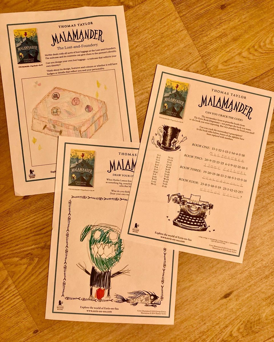 We are loving reading Malamander at Read It!Children’s Book Club. It has inspired us to draw our own lost luggage and what we think the Malamander looks like. We have been busy cracking the mermonkey’s code too! #readingforpleasure #childrensbookclub @thomskagram