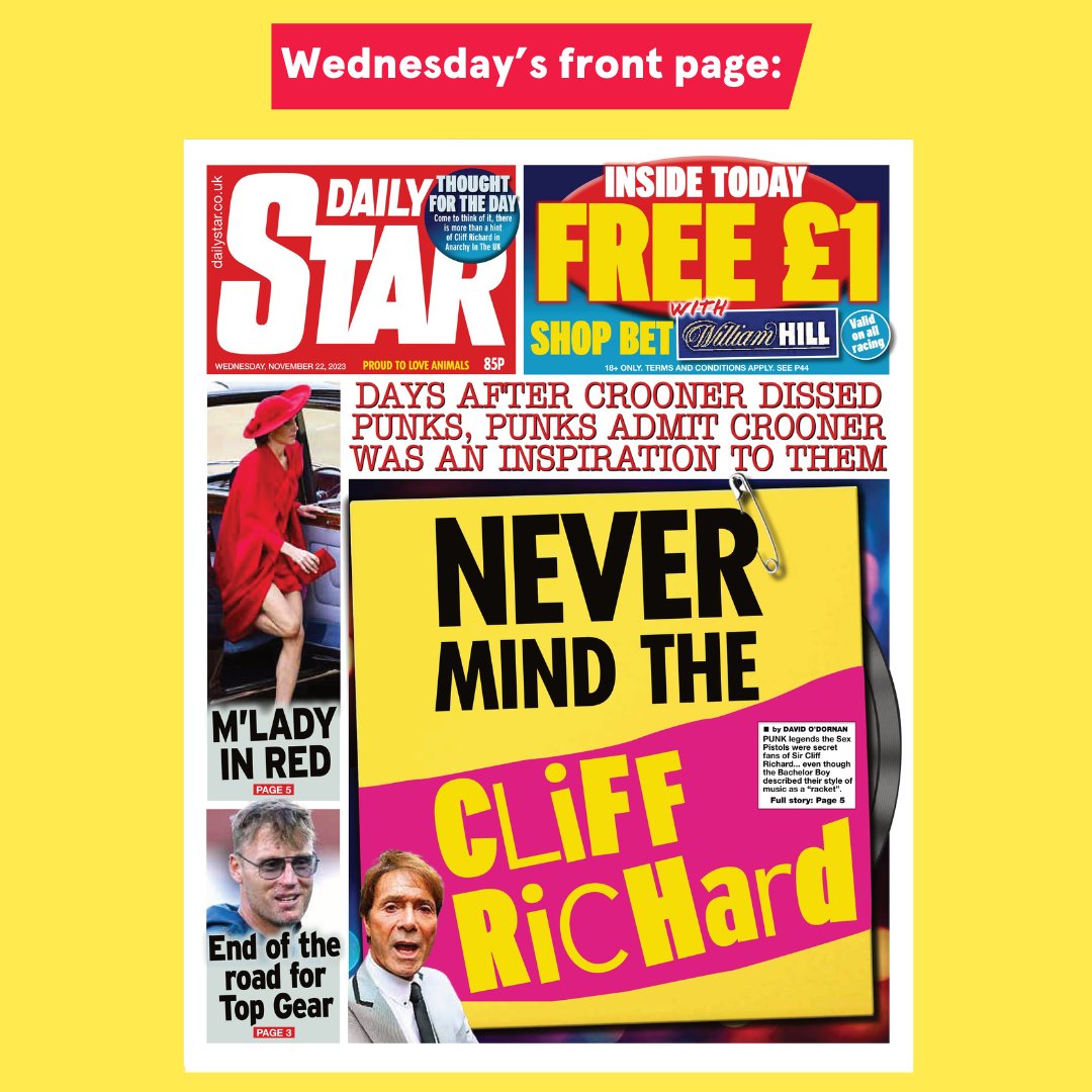 Never mind the Cliff Richard! ? #TomorrowsPapersToday 