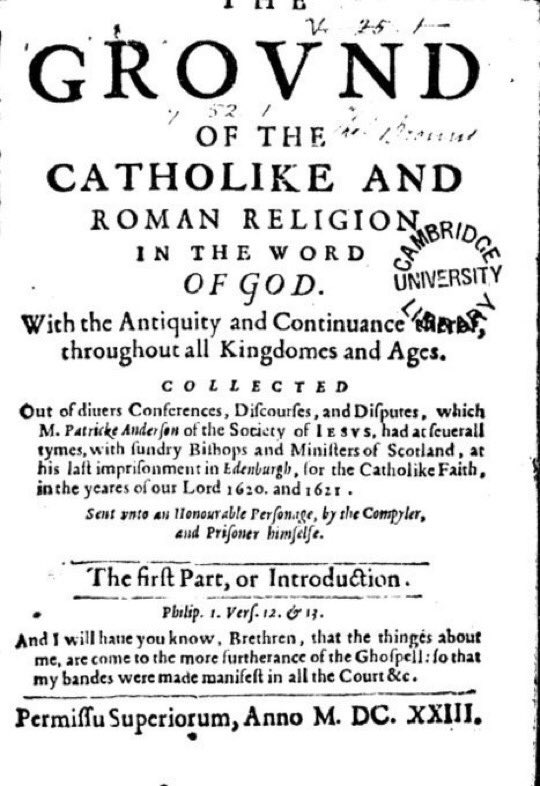 21 Nov 1597: Patrick Anderson of #Elgin, future prisoner in the Tolbooth #Edinburgh & disputant with fellow #Scots ministers, enters the #Jesuit novitiate at Sant' Andrea #Rome #otd (eebo) Also translated the works of Leonard Lessius SJ to #English in 1618.