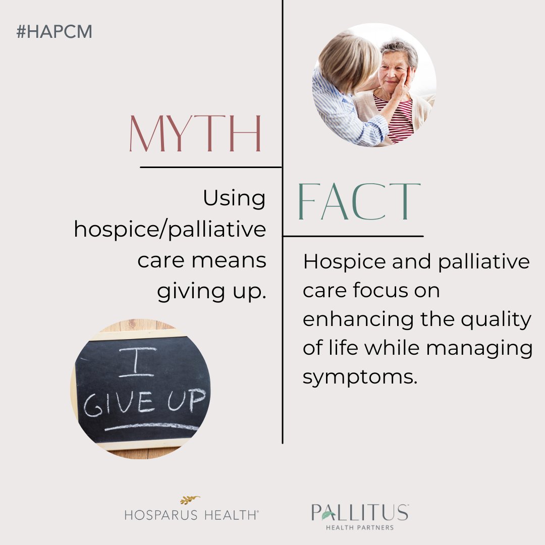hosparushealth's tweet image. Sometimes, the barrier to using a service is the unknown, or assumptions about it. 

Hospice and palliative care unfortunately also have many myths that prevent people from utilizing services sooner.

#HAPCM #HospiceMonth #NonprofitHealthcare @NPHI_News #palliativecare