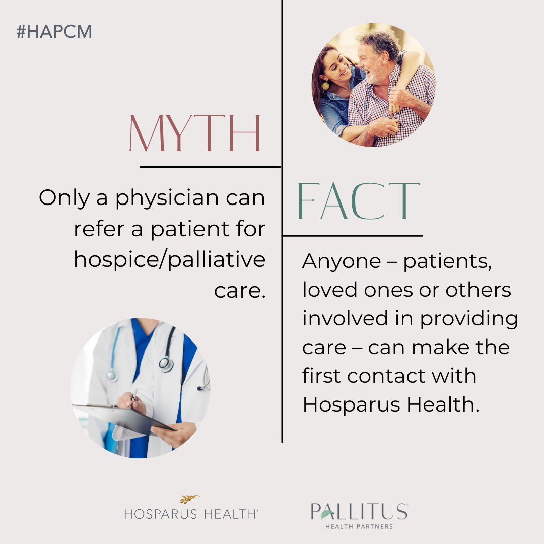 hosparushealth's tweet image. Sometimes, the barrier to using a service is the unknown, or assumptions about it. 

Hospice and palliative care unfortunately also have many myths that prevent people from utilizing services sooner.

#HAPCM #HospiceMonth #NonprofitHealthcare @NPHI_News #palliativecare