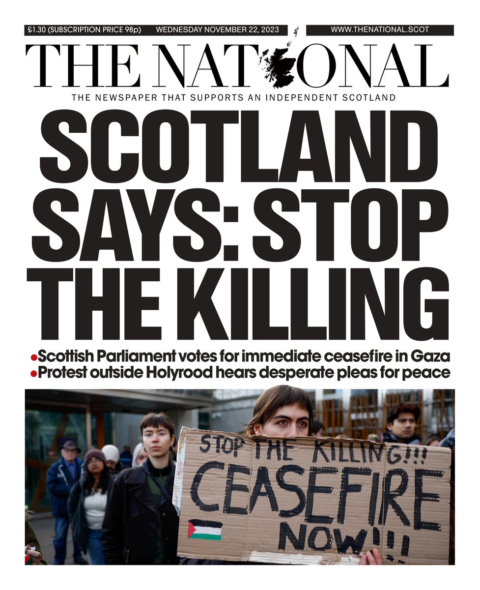 First look at tomorrow's front page 📰

Scotland says: Stop the killing