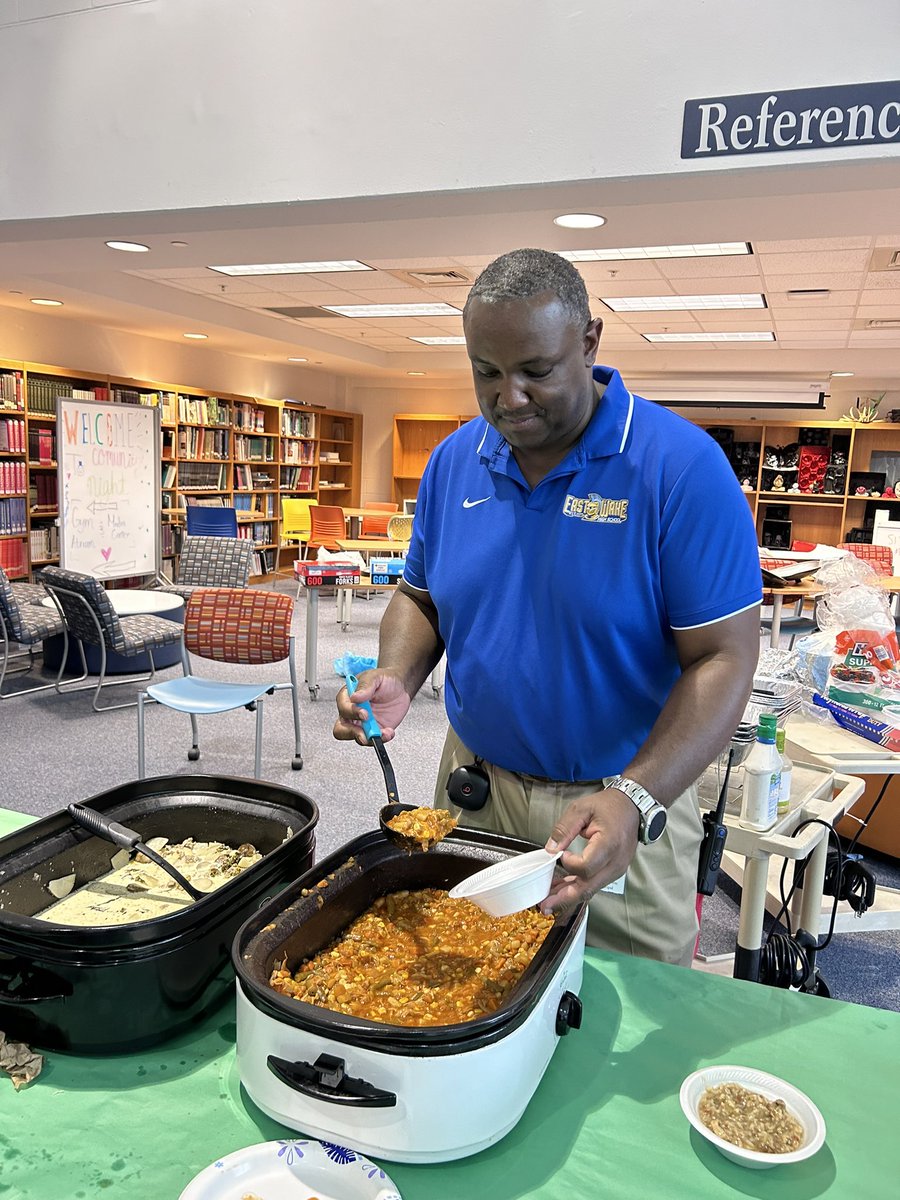 Mr Alston <a href="/eastwakehs/">East Wake iTech and Design Magnet High School</a> served the staff Chili, Brunswick Stew, Gumbo, Zuppa Tuscan Soup, Salad and Banana Pudding for lunch today. Thank you sir, we appreciate all you do for us!