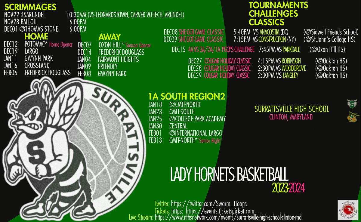 🚨🏀#YourLadyHornets are pleased to release our 2023-2024 Season Calendar. 🏀🚨

Thank you for your support!
See you there! 🐝