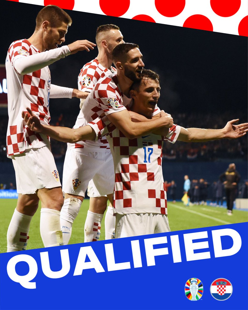 UEFAEURO's tweet photo. Croatia book their place at #EURO2024! 🇭🇷👊 https://t.co/FVaeJ9ee9w