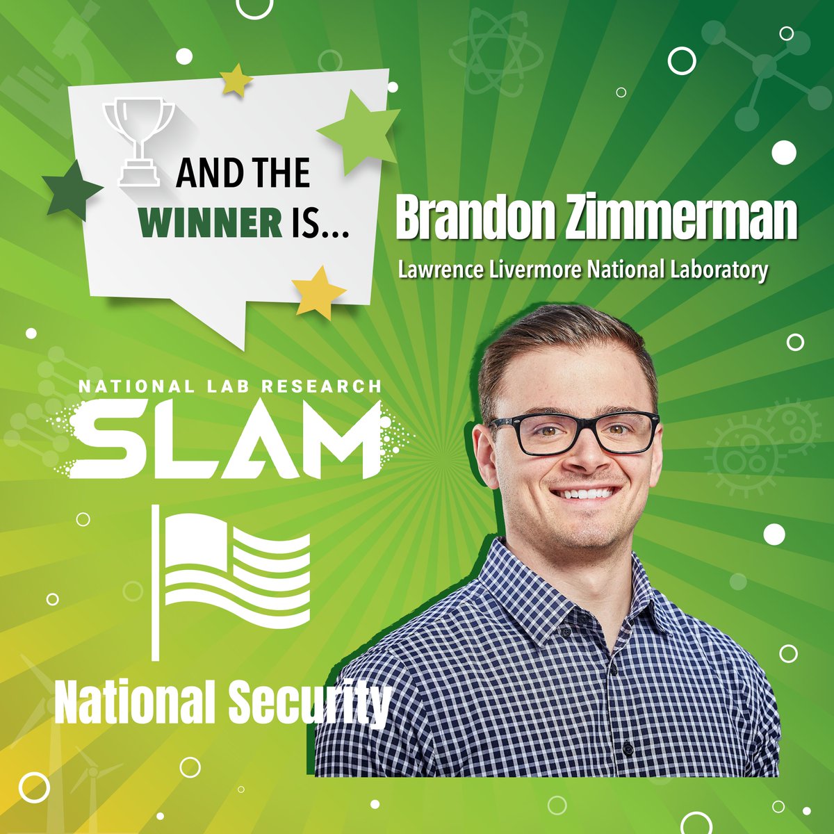 UCAdvocacy's tweet image. 🏆🔬 Congratulations to Brandon Zimmerman from @Livermore_Lab for winning the National Security category and the People&apos;s Choice Award at for his groundbreaking research on 3D Printing the Future. #NationalLabSLAM
