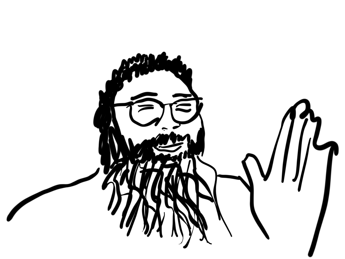 elizibar's tweet photo. Today on #Drawvember, that thing I do where I unsolicitedly doodle someone for five minutes or less, we have @comickelsey, the bearded maestro of comic art.
Still holding out hope for another visit to the Mighty Crusaders under his pen. 🤞 https://t.co/yVzDTKbdO6