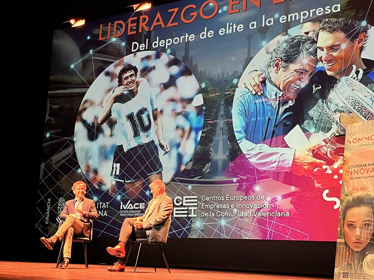javimateoVLC's tweet image. Gran jornada #SommosConnecta organizada por el equipazo del @ceeivalencia con un broche final de lujo. Jorge Valdano y Toni Nadal hablando del talento, la exigencia, el compromiso, la pasión y el éxito profesional a través del desarrollo personal