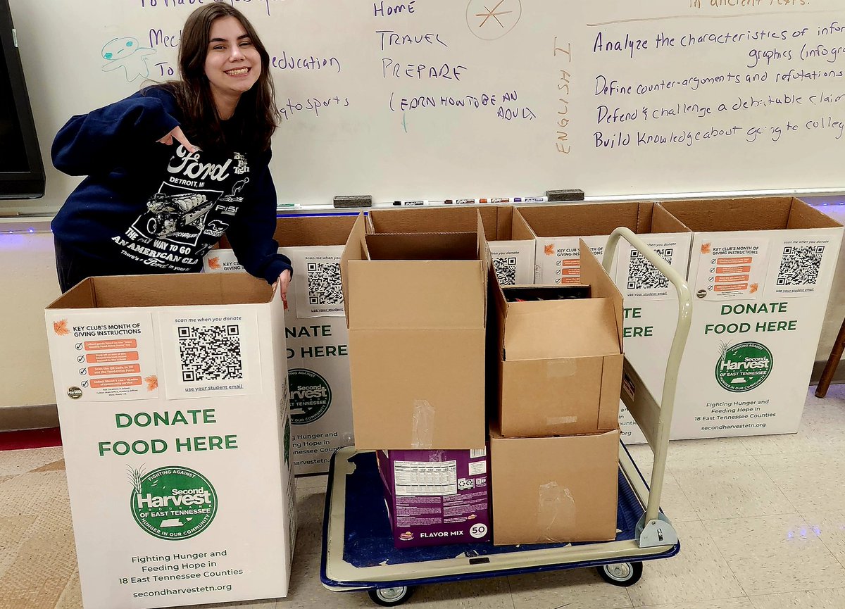 KLeonard70's tweet photo. Our @keyclub Month of Giving project supporting Second Harvest Food Bank drew to a close today.  Our club set a goal of 150 items collected.  Thanks to our members and students at Fulton who donated, our final total was 182!  @ktkeyclub #goforthtoserve https://t.co/mb9BHr7aBB