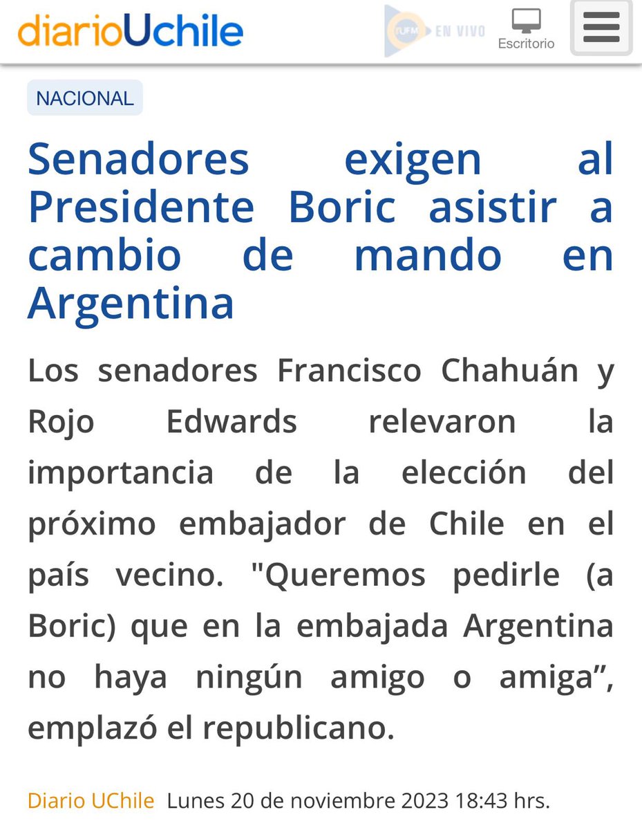 Hace pocos días un diputado republicano decía que el presidente Boric "debería suspender toda su agenda internacional y quedarse en Santiago".

El lunes, un senador del mismo partido dice que el presidente debe viajar a un cambio de mando en el exterior y "tener un rol